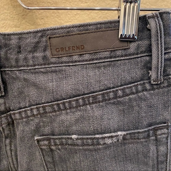 GRLFRND Dark Gray EVA Raw Hem Buttoned Fly Jean Skirt Size 24 - Picture 5 of 8